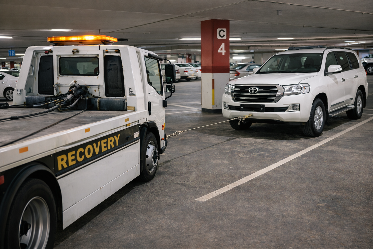 ريكفري الشارقة - سحب سيارة متعطلة داخل المدينة