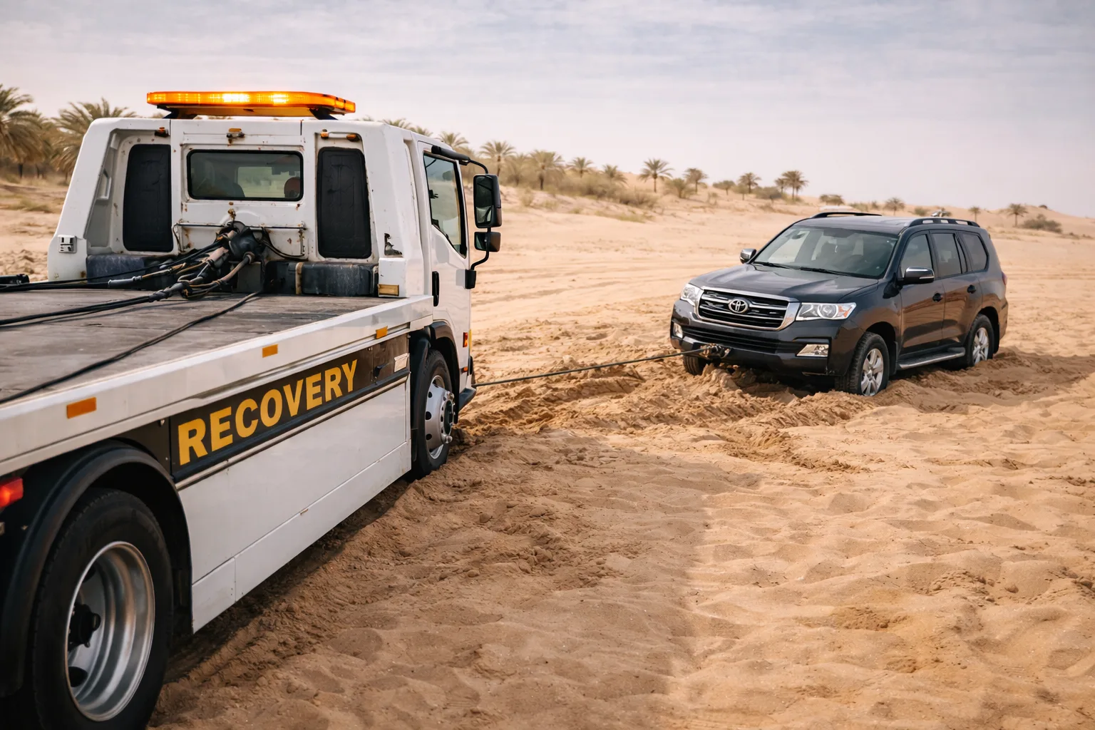 سحب من الرمال الشارقة - فك تغريز سيارة عالقة
